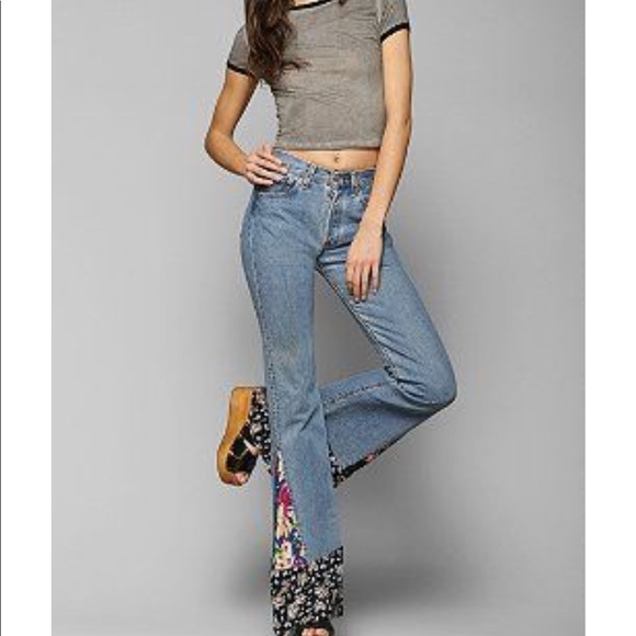Levi's Denim - LEVI’S floral inset flare jeans